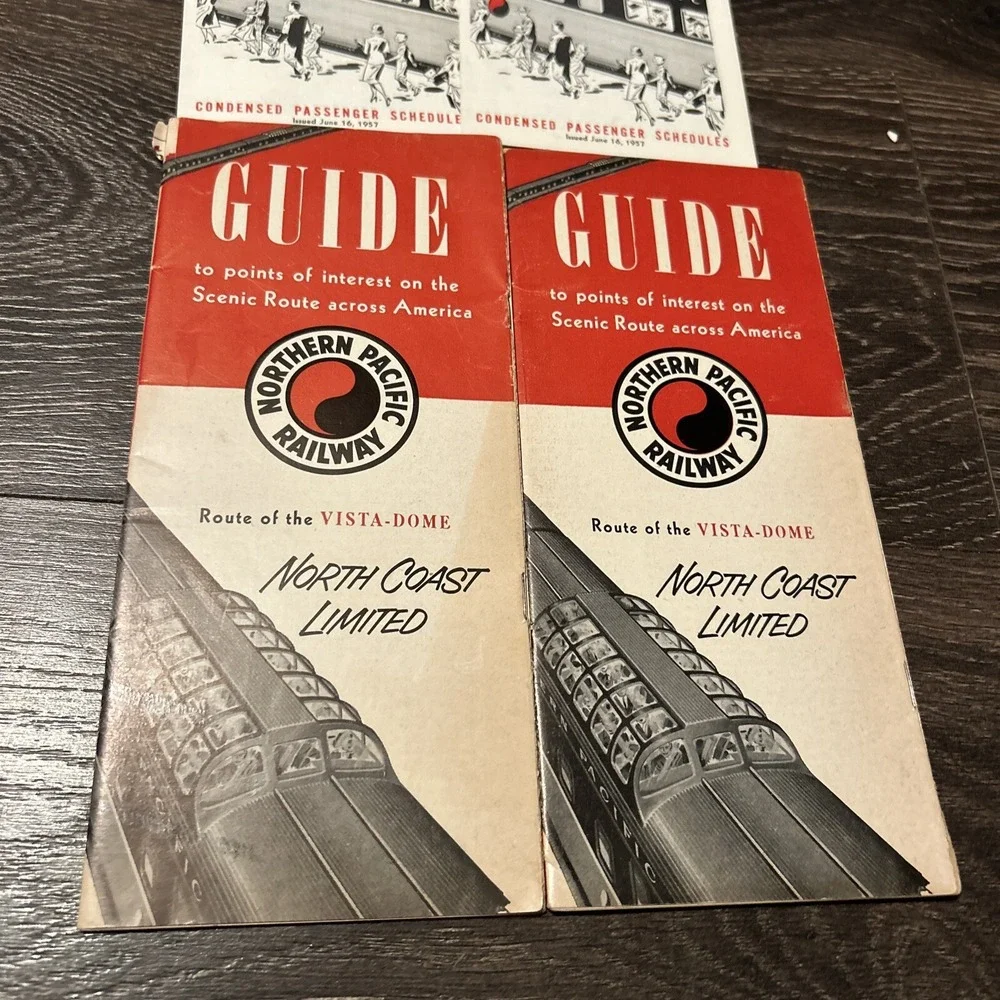 4 Pcs Northern Pacific Railway Train Schedule & Guide Coast Limited Vista Dome